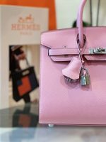 Replica Hermes Birkin Epsom Women's Bag Pink Super Silver Buckle 25cm