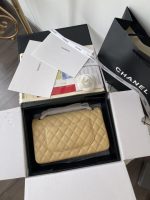 Replica Chanel Medium Classic Handbag Super Premium Black Gold Buckle 20cm